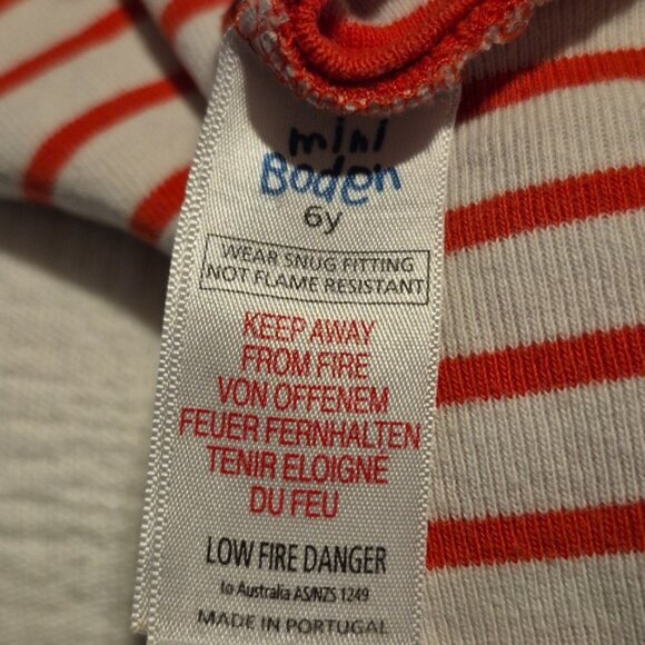 Mini Boden girls size 6 years striped pajama set, play for age white not bright - Picture 8 of 8